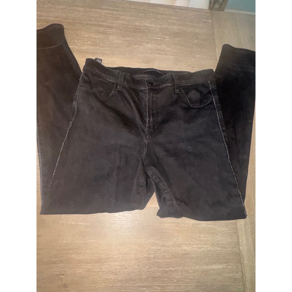 J Brand Black Skinny Jeans Silver Glitter Tuxedo Stripe Size 31 JB001676